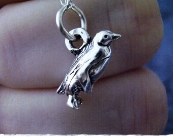 Silver Penguin Necklace - Sterling Silver Penguin Charm on a Delicate Sterling Silver Cable Chain or Charm Only