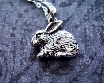 Silver Rabbit Necklace - Sterling Silver Rabbit Charm on a Delicate Sterling Silver Cable Chain or Charm Only