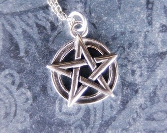 Small Pentagram Necklace - Sterling Silver Pentagram Charm on a Delicate Sterling Silver Cable Chain or Charm Only