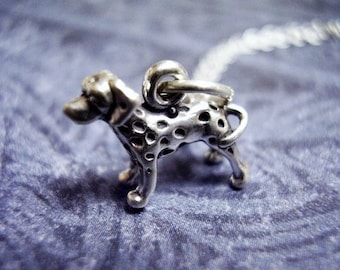 Tiny Dalmatian Dog Necklace - Sterling Silver Dalmatian Charm on a Delicate Sterling Silver Cable Chain or Charm Only