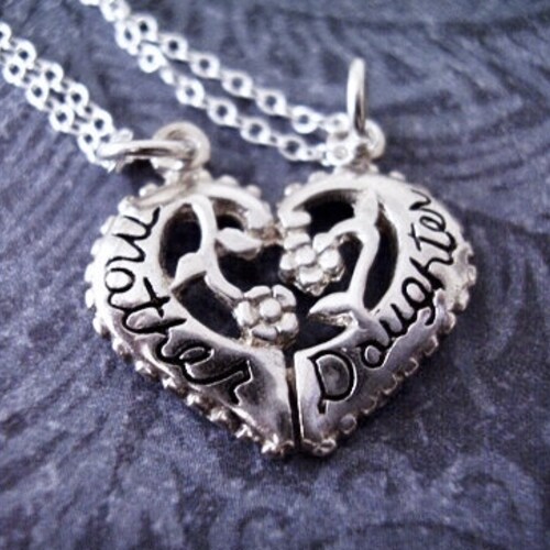 Mother and Daughter Heart Necklace Duo 
