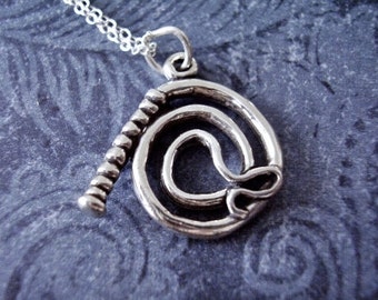Silver Whip Necklace - Sterling Silver Whip Charm on a