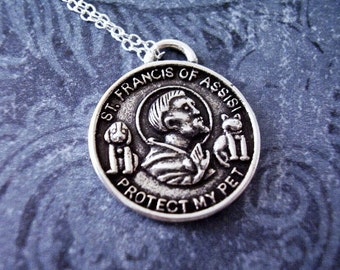 Round Saint Francis of Assisi Necklace - Sterling Silver Saint Francis ...