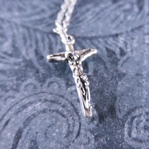 Silver Crucifix Necklace - Sterling Silver Crucifix Charm on a Delicate Sterling Silver Cable Chain or Charm Only