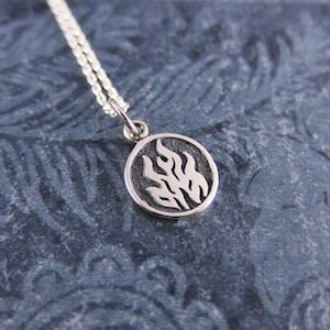 Tiny Fire Element Necklace - Sterling Silver Fire Element Charm on a Delicate Sterling Silver Cable Chain or Charm Only