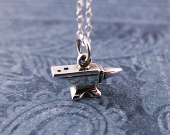add to your charm bracelet necklace or keyring Sterling silver tiny tool charm anvil diy jewelry metal worker jewelry maker
