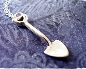 Sterling Silver Womens 1mm Box Chain 3D Small Garden Trowel Shovel Tool Pendant Necklace Sterling Silver Womens 1mm Box Chain 3D Small Garden Trowel Shovel Tool Pendant Necklace