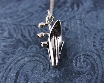 Silver Lily of the Valley Necklace -  Sterling Silver Lily of the Valley Charm on a Delicate Sterling Silver Cable Chain or Charm Only