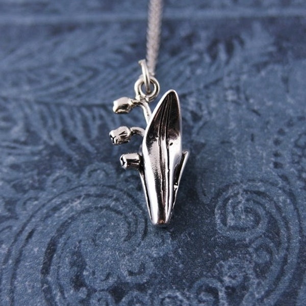 Silver Lily of the Valley Necklace -  Sterling Silver Lily of the Valley Charm on a Delicate Sterling Silver Cable Chain or Charm Only