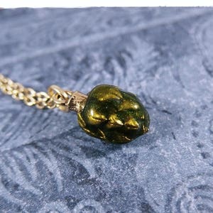 Green Artichoke Necklace - Green Enameled Antique Gold Pewter Artichoke Charm on a Delicate Gold Plated Cable Chain or Charm Only