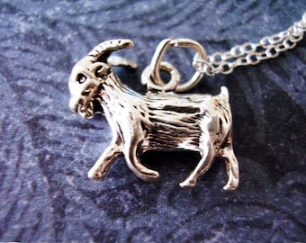 Silver Goat Necklace - Sterling Silver Goat Charm on a Delicate Sterling Silver Cable Chain or Charm Only