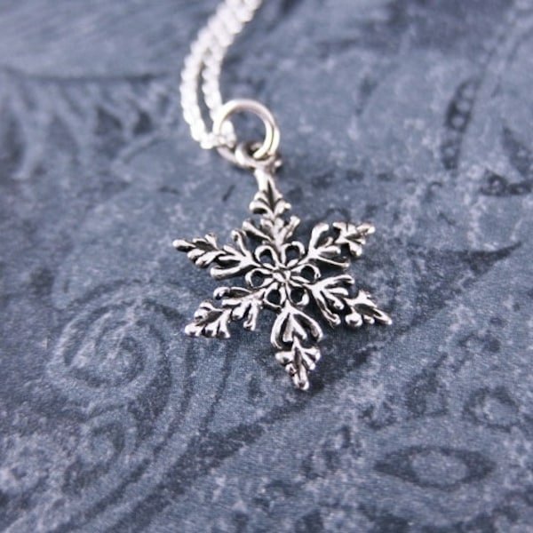 Silver Snowflake Necklace - Sterling Silver Snowflake Charm on a Delicate Sterling Silver Cable Chain or Charm Only