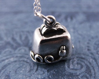 Silver Toaster Necklace - Sterling Silver Toaster Charm on a Delicate Sterling Silver Cable Chain or Charm Only