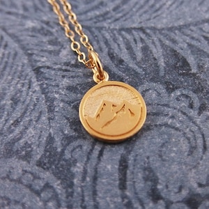 Tiny Gold Earth Element Necklace - 24kt Matte Gold Plate Earth Element Charm on a Delicate 14kt Gold Filled Cable Chain or Charm Only