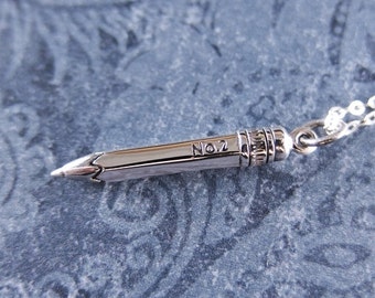 Silver No 2 Pencil Necklace - Sterling Silver No 2 Pencil Charm on a Delicate Sterling Silver Cable Chain or Charm Only