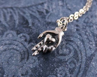 Серебряное сердце в ожерелье для рук - стерлинговое серебряное сердце в ручном шарме на тонкой цепочке из стерлингового серебра или только шарм