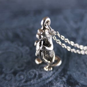 Silver Fish Eating Otter Necklace - Sterling Silver Otter Charm on a Delicate Sterling Silver Cable Chain or Charm Only