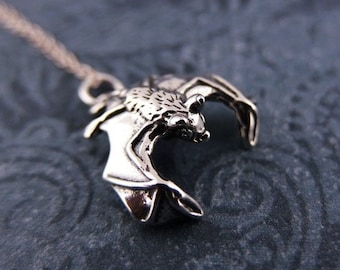 Silver Hanging Wrapped Bat Necklace - Sterling Silver Hanging Wrapped ...