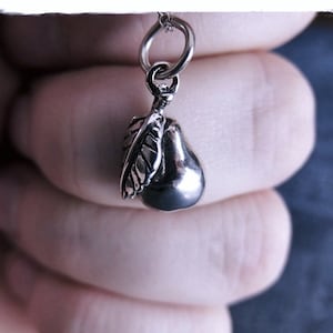 Silver Pear Necklace - Sterling Silver Pear Charm on a Delicate Sterling Silver Cable Chain or Charm Only