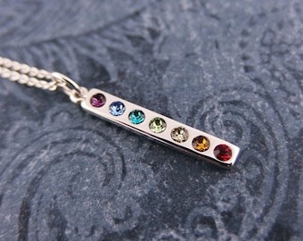 Crystal Rainbow Chakra Necklace - Sterling Silver Rainbow Chakra Charm on a Delicate Sterling Silver Cable Chain or Charm Only