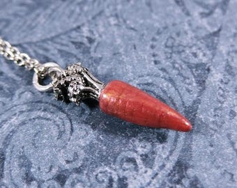 Orange Carrot Necklace - Orange Enameled Antique Pewter Carrot Charm on a Delicate Silver Plated Cable Chain or Charm Only