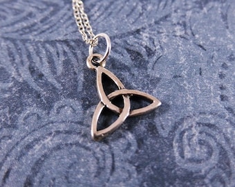 Silver Trinity Knot Necklace - Sterling Silver Trinity Knot Charm on a Delicate Sterling Silver Cable Chain or Charm Only