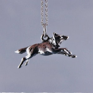 Silver Running Wolf Necklace - Sterling Silver Running Wolf Charm on a Delicate Sterling Silver Cable Chain or Charm Only