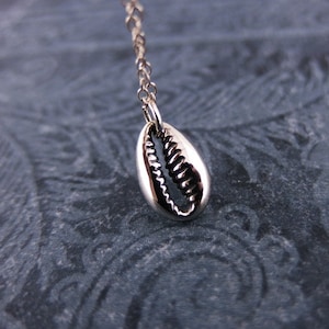Silver Cowry Shell Necklace - 925 Sterling Silver Cowrie Shell Charm on a Delicate Sterling Silver Cable Chain or Charm Only