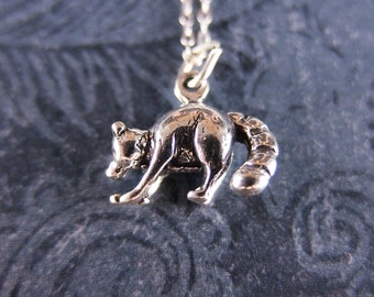 Silver Raccoon Necklace - Sterling Silver Raccoon Charm on a Delicate Sterling Silver Cable Chain or Charm Only