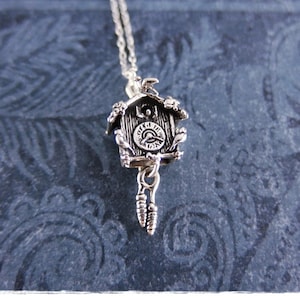 Silver Cuckoo Clock Necklace - Sterling Silver Cuckoo Clock Charm on a Delicate Sterling Silver Cable Chain or Charm Only