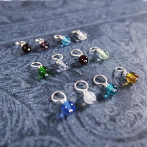 Tiny Glass Birthstone Add-On - 4mm Czech Glass Bead -  Wire Wrapped Sterling Silver Ball Pin