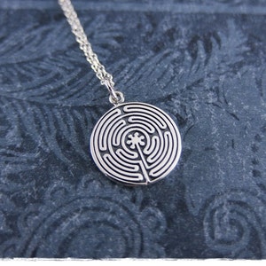 Silver Labyrinth Necklace - Sterling Silver Labyrinth Charm on a Delicate Sterling Silver Cable Chain or Charm Only