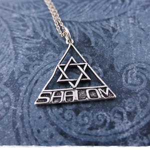 Sterling Silber Shalom Halskette - Sterling Silber Davidstern Shalom Anhänger an einer zarten Sterling Silber Kabelkette oder Anhänger