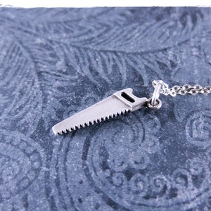 Silver Saw Necklace - Sterling Silver Saw Charm on a Delicate Sterling Silver Cable Chain or Charm Only
