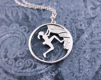 Silver Rock Climber Necklace - Sterling Silver Rock Climber Charm on a Delicate Sterling Silver Cable Chain or Charm Only