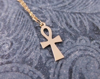 Gold Ankh Necklace - Gold Filled Ankh Charm on a Delicate 14kt Gold Filled Cable Chain or Charm Only
