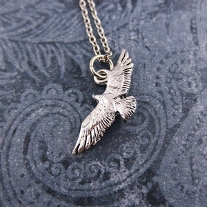 Silver Flying Eagle Necklace - Antique Pewter Flying Eagle Charm on a Delicate Stainless Steel Cable Chain or Charm Only
