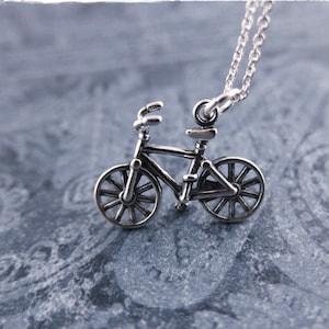 Silver Bike Necklace - 925 Sterling Silver Bicycle Charm on a Delicate Sterling Silver Cable Chain or Charm Only