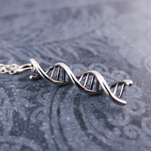 Silver DNA Double Helix Necklace - Sterling Silver DNA Charm on a Delicate Sterling Silver Cable Chain or Charm Only
