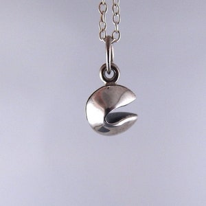 Tiny Silver Fortune Cookie Necklace - Sterling Silver Fortune Cookie Charm on a Delicate Sterling Silver Cable Chain or Charm Only
