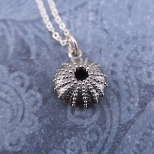 Tiny Silver Sea Urchin Necklace - Sterling Silver Sea Urchin Charm on a Delicate Sterling Silver Cable Chain or Charm Only