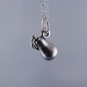 Tiny Silver Pear Necklace - Sterling Silver Pear Charm on a Delicate Sterling Silver Cable Chain or Charm Only