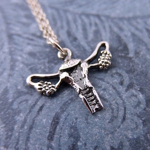 Silver Uterus Necklace - Sterling Silver Uterus Charm on a Delicate Sterling Silver Cable Chain or Charm Only