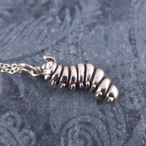 Silver Caterpillar Necklace - 925 Sterling Silver Caterpillar Charm on a Delicate Sterling Silver Cable Chain or Charm Only