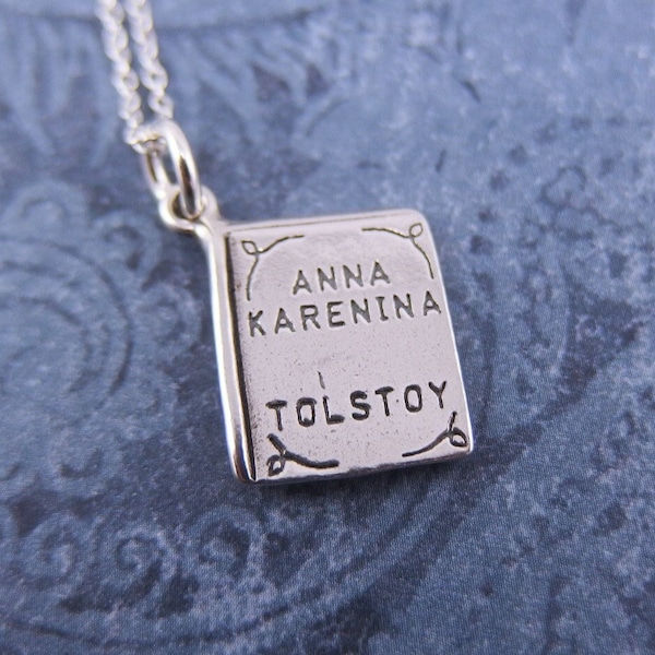 Anna Karenina Book Necklace - Sterling Silver Anna Karenina Book Charm on a Delicate Sterling Silver Cable Chain or Charm Only