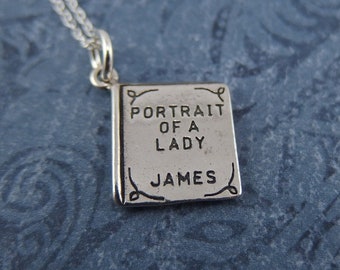 Portrait of a Lady Book Necklace - Sterling Silver Portrait of a Lady Book Charm on a Delicate Sterling Silver Cable Chain or Charm Only