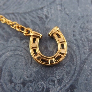 Gold Horseshoe Necklace - Gold Plated Horseshoe Charm on a Delicate Gold Plated Cable Chain or Charm Only