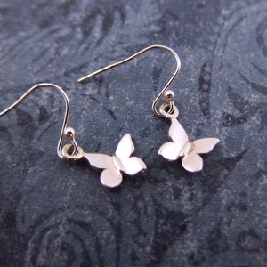 Tiny Silver Butterfly Earrings - Sterling Silver Butterfly Dangle Earrings
