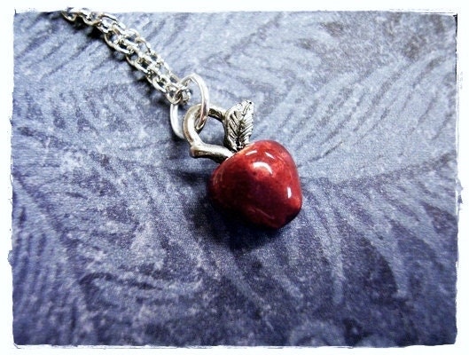 Red Apple Resin and Silver Pendant, Fruit Pendant, Apple Necklace –  GiftGenerously