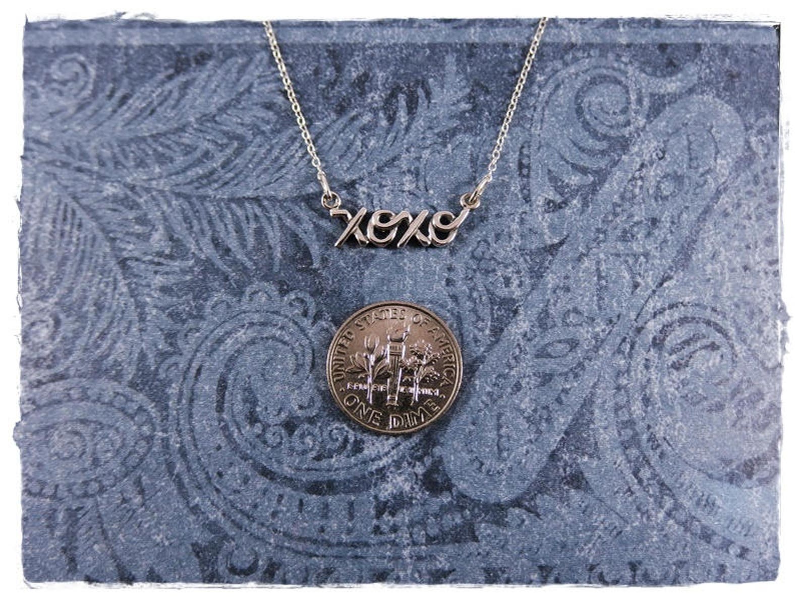 Silver Xoxo Necklace Sterling Silver Xoxo Charm on a Etsy